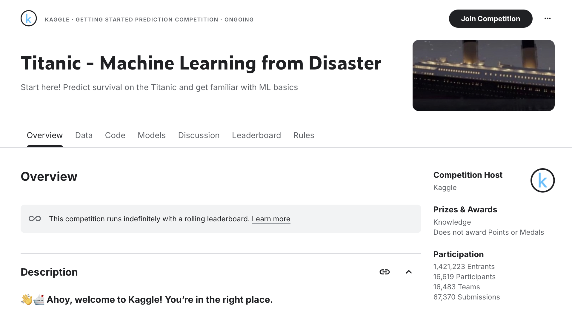 Titanic Kaggle screenshot